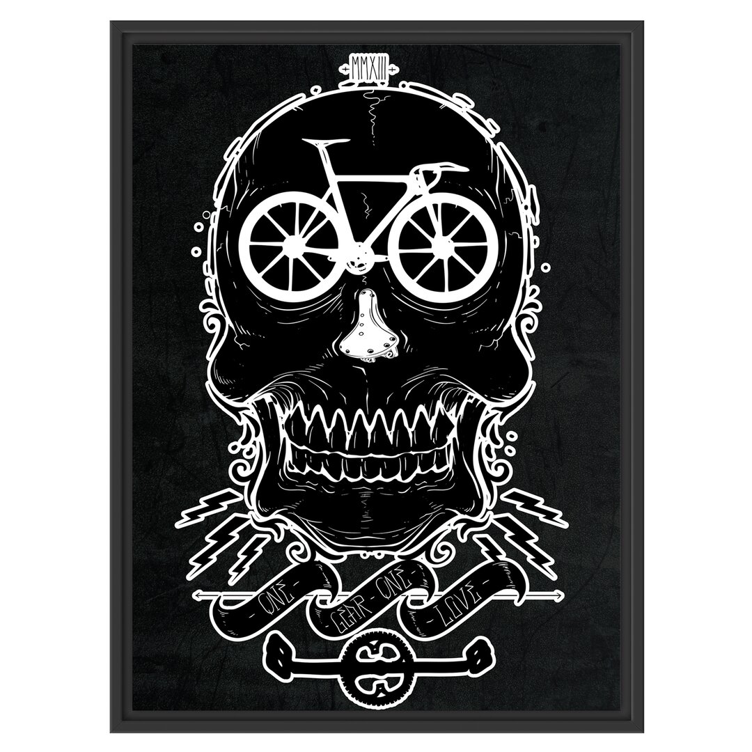 Gerahmtes Wandbild Fahrrad schwarze Liebe