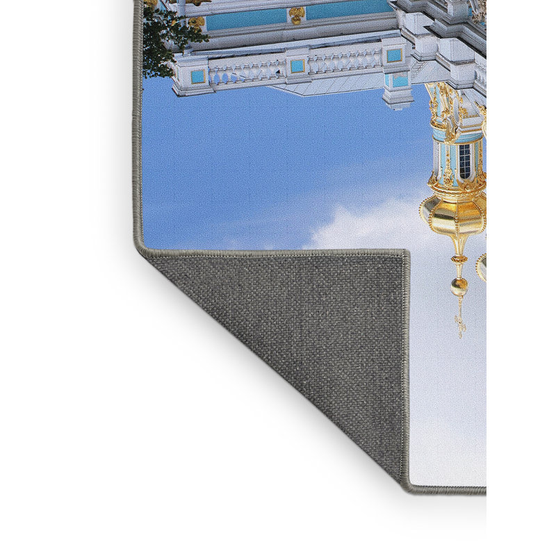 Tapis bleu / blanc / doré, Rectangle 4 pi x 6 pi