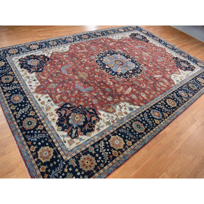 12'0" x 17'8" New Hand Knotted Red Wool Rectangle Oriental Rug - MOA10278009