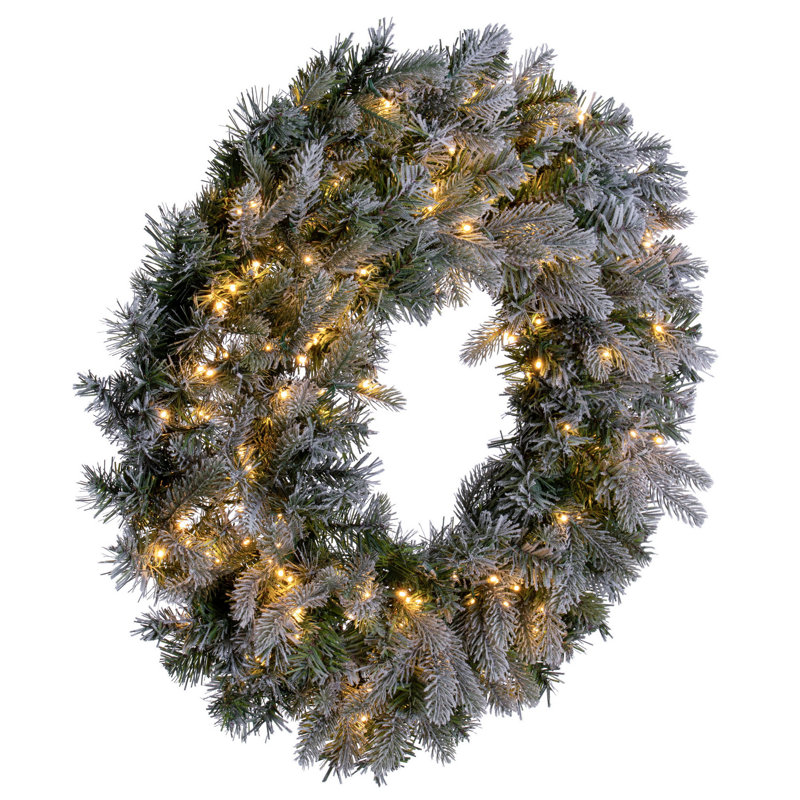 Couronne de sapin illuminée Frosted Douglas Fir, L 24 po x H 24 po x P 3 po