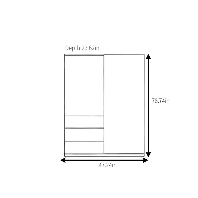 Garde-robe rétro simple et classique, H 78,74 po x l 47,24 po x P 23,62 po