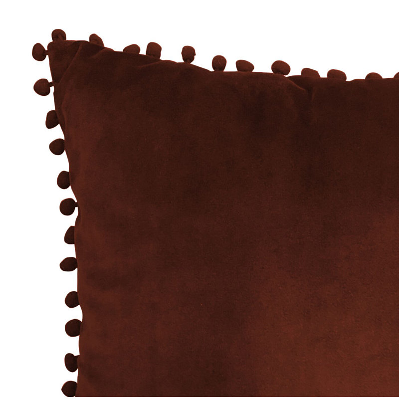 Housse de coussin carré avec pompons Jasmin, Merlot