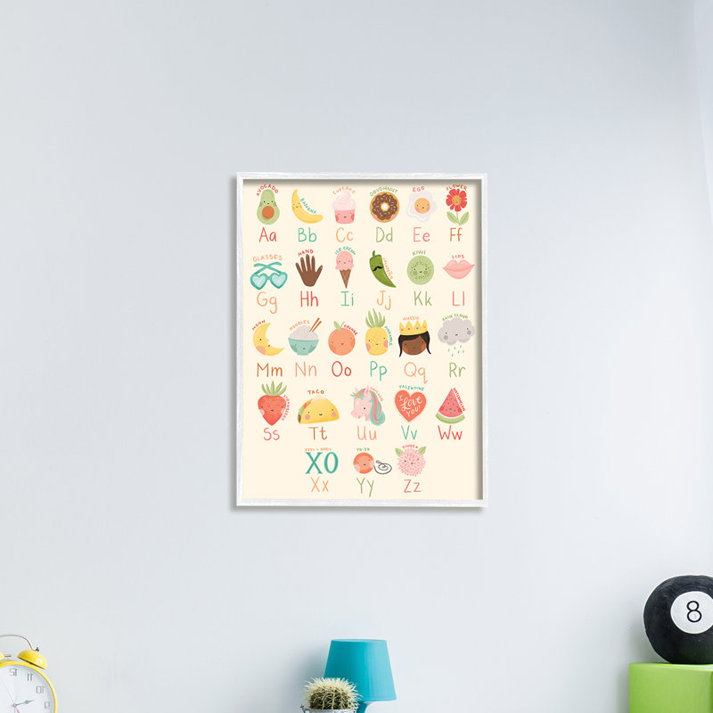 Charmante charte alphabet, desserts, reine du taco, licorne, Giclée encadrée blanc bord de mer, H 14 po x l 11 po