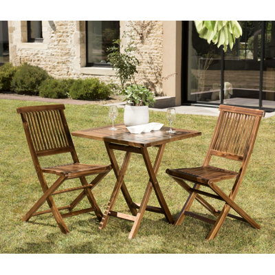 Bovingdon 2 - Person Teak Solid Wood Patio Dining Set Square Table