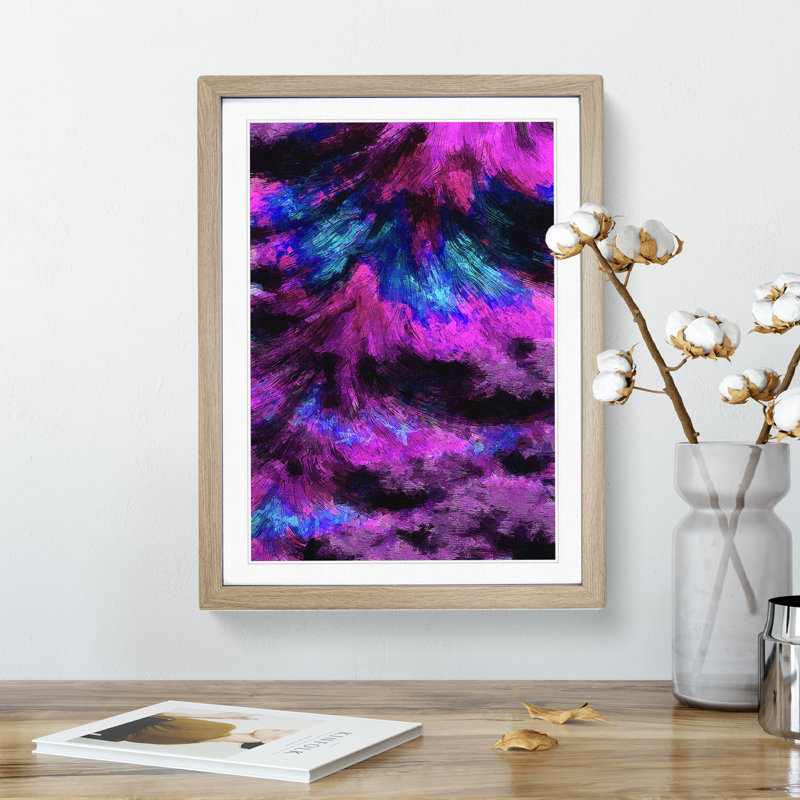Flourish Abstract - Single Picture Frame Print, 64cm H x 46cm W, Oak