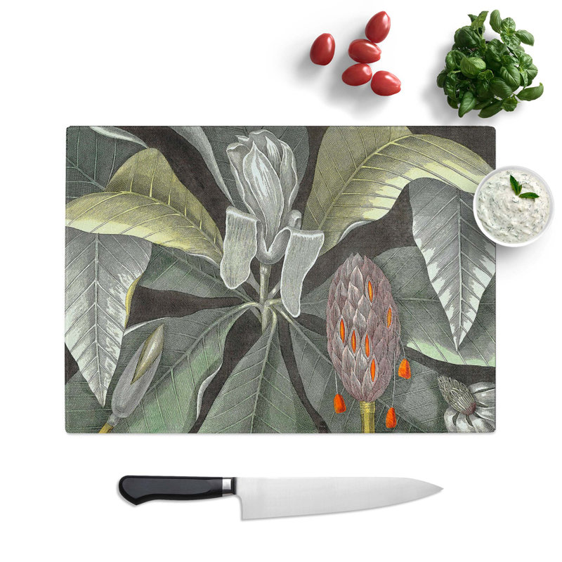 Tempered Glass Umbrella Magnolia Tree by Mark Catesby Chopping Board, 28.5 cm W x 20 cm L