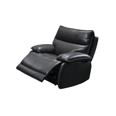 Fauteuil inclinable électrique avec rembourrage en mousse à mémoire de forme, cuir pleine fleur véritable, gris