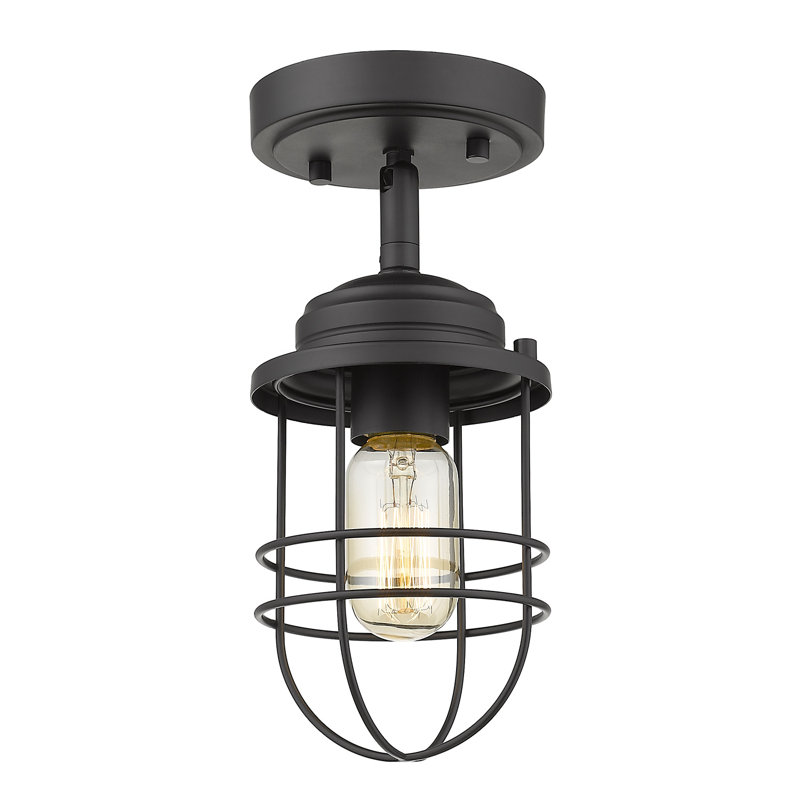 Lylah Steel Semi Flush Mount, Matte Black