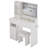 41" Large Size Left Bedside Cabinet Vanity Table+Cushioned Stool Dresser Set,2 AC+2 USB Power Station,Hair Dryer Stand, Extra Large Touch Control LED Mirror,3-Color Switch-1063473178