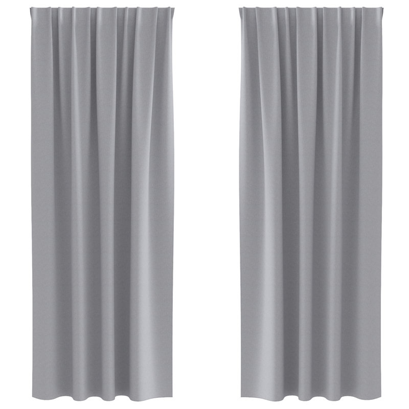 Curtains With Curtains 2 Pcs Polyester, Light Grey, 140cm Width x 245cm Drop