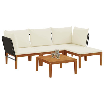  Garden Lounge Set Solid Acacia Wood & Rope Sofa Outdoor Furniture Patio