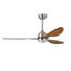 Ventilateur de plafond de 52 pouces avec éclairage à DEL intégré, moteur à courant continu à télécommande, 6 vitesses, pales en noyer, finition nickel satiné pour le salon ou la terrasse