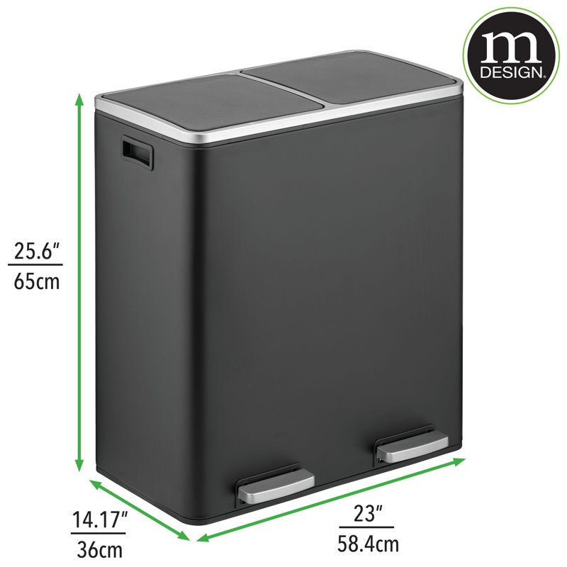 Poubelle en acier multi-compartiments, Noir