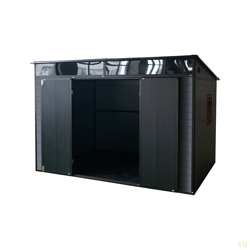 10X7ft Outdoor Resin Garden Shed With Floor And 1 Window, Plastic Patio Outdoor Storage Shed With Lockable Door For Garden Tools, Bicycles, Trash Cans