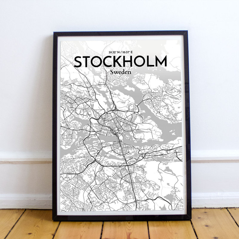 Stockholm City Map - No Frame Print, 43.2cm H x 27.9cm W x 0.13cm D