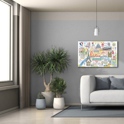 Toile épique Graffiti «Paris Map Light» par Farida Zaman, 40 po x 26 po