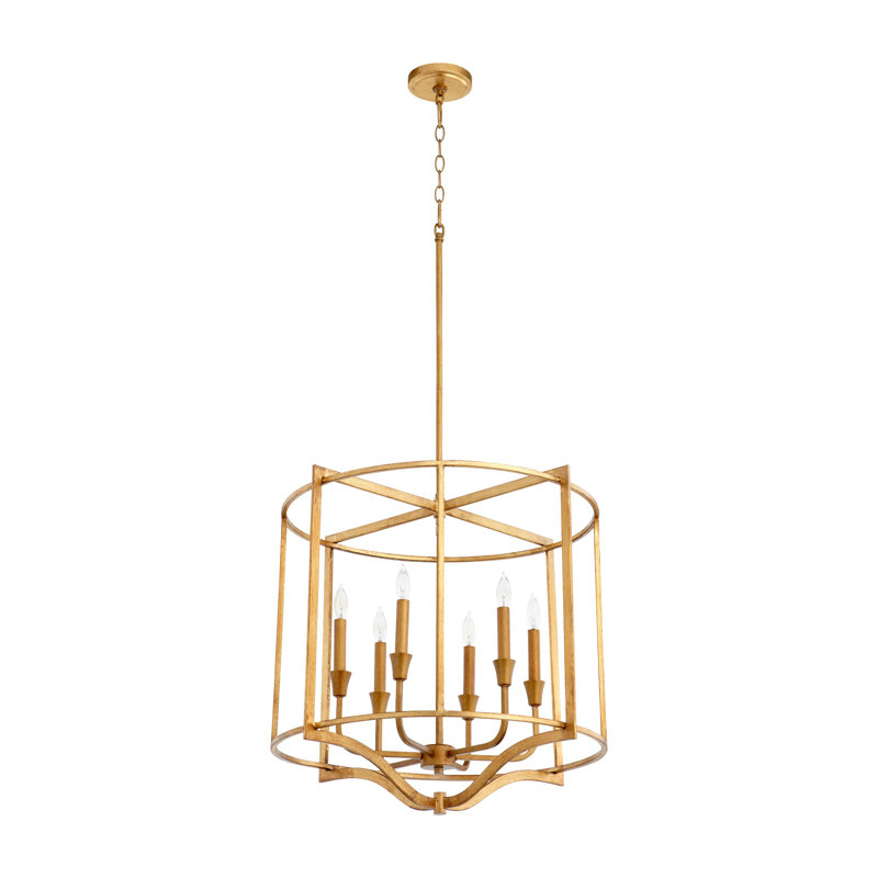 Lustre géométrique à 6 lumières Analiegh, Feuille d'or
