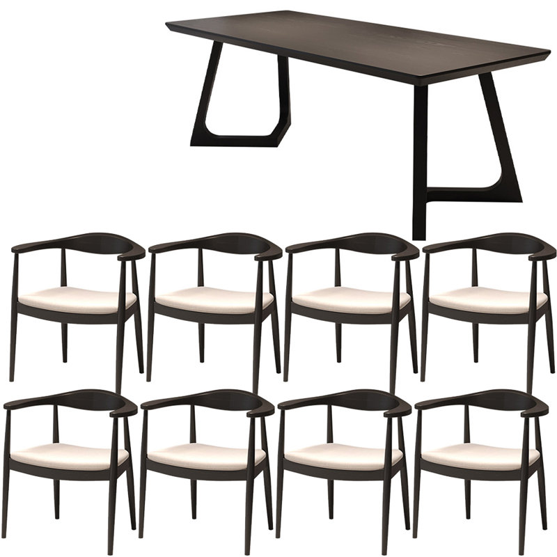 Modern simple solid wood dining table set., 29.5"H x 86.6"L x 35.4"W
