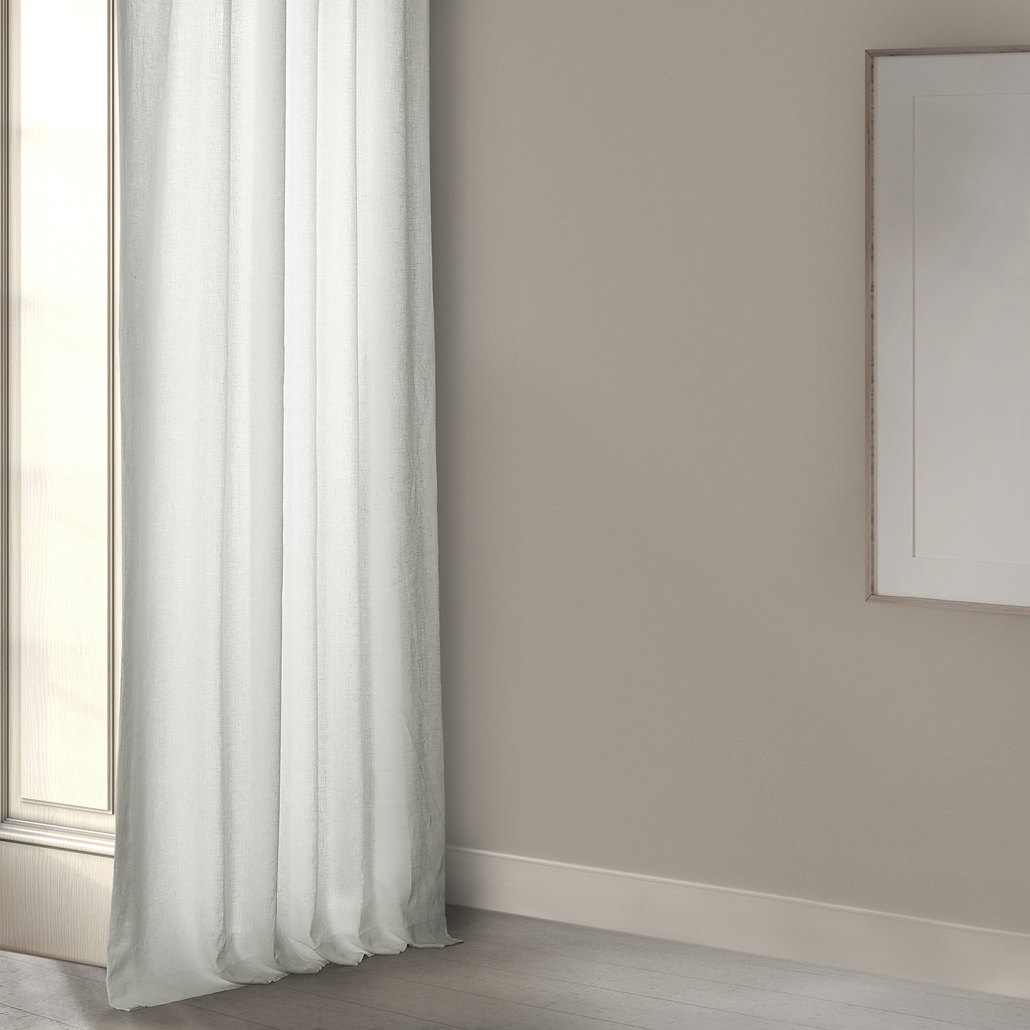 Euro Chic Linen Single Curtain Panel, 50" W x 84" L, Light Greige
