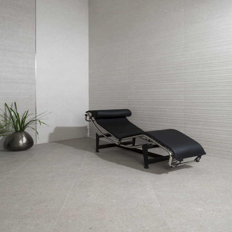 Ageless Perla Chanel 12" x 35" Ceramic Stone Look Wall Tile, Gray