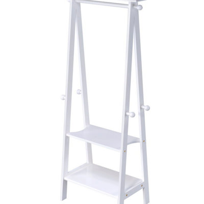 Portemanteau durable de 59 po de hauteur avec plusieurs tablettes pour un rangement et une organisation efficaces, finition blanche