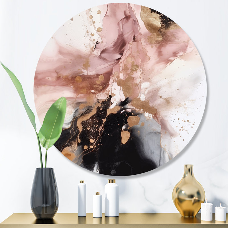 Décoration murale en métal rose doré et texture I, H 16 po x l 16 po x P 1 po