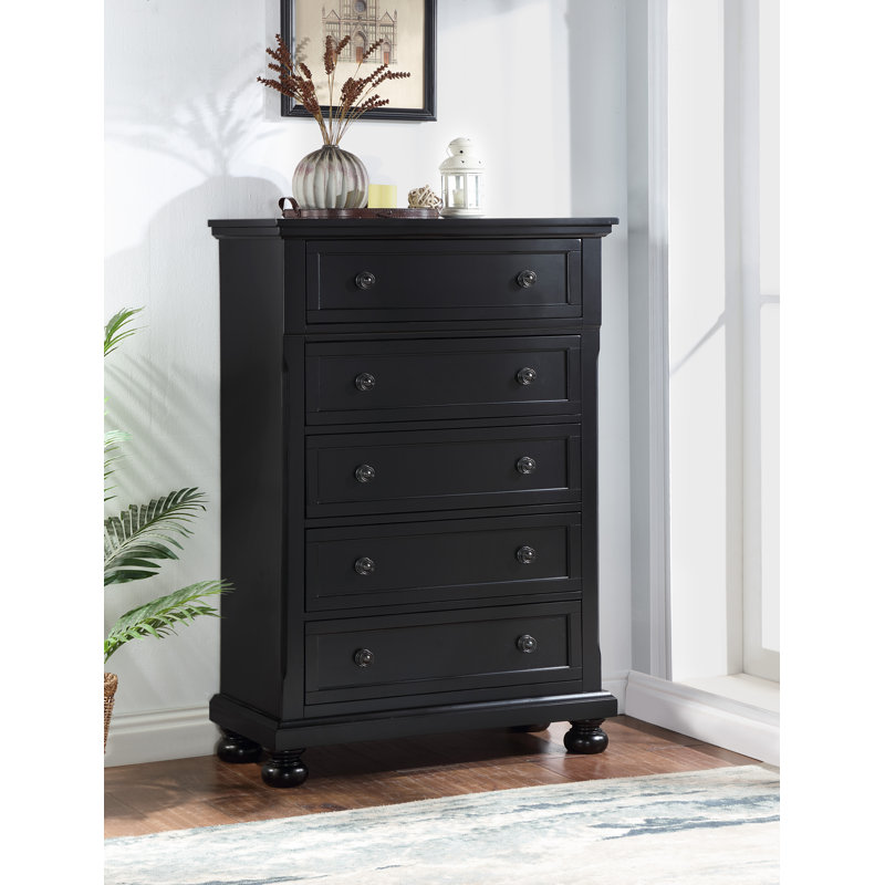 Tudor 36'' W 5 - Drawer Dresser, Black