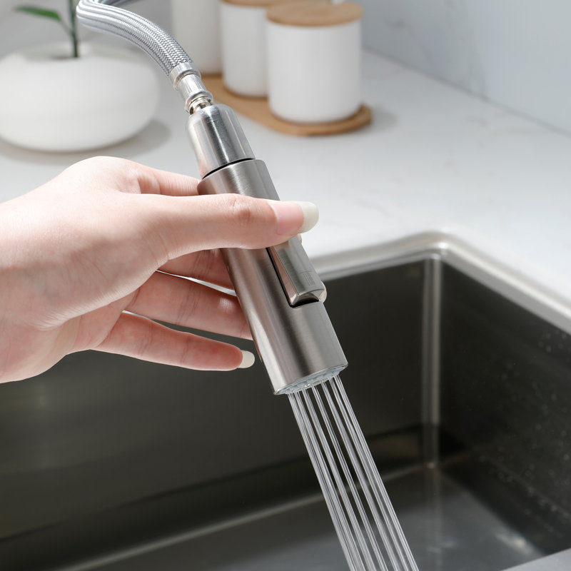 Robinet de cuisine avec douchette extractible, Nickel brossé