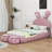 Upholstered Platform Bed with Cartoon Ears Shaped Headboard and Light-660836707-660836637