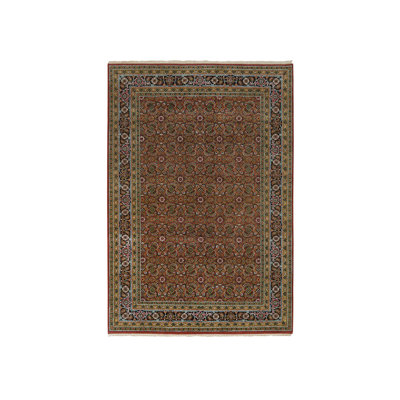 6'1"x9' Red Herrita Design Wool 175 KPSI Hand Knotted Rug 915A978471DD43F1833ECAFFE1C402B9
