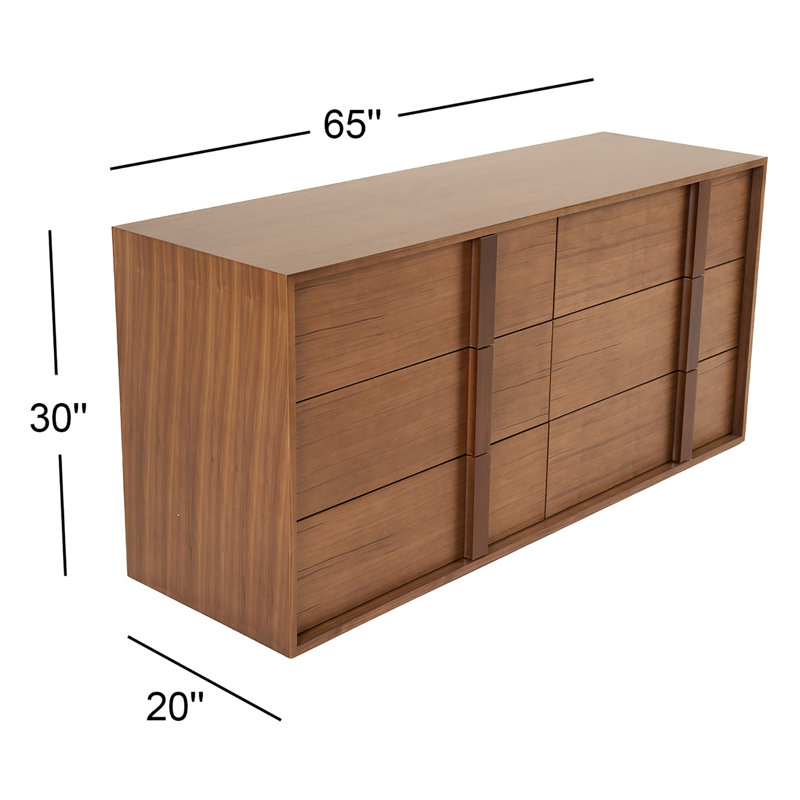Walnut Double Dresser with Soft Close Drawers