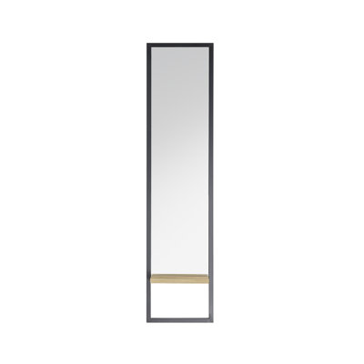 Wood Framed Wall Mounted Full Length Mirror in Black