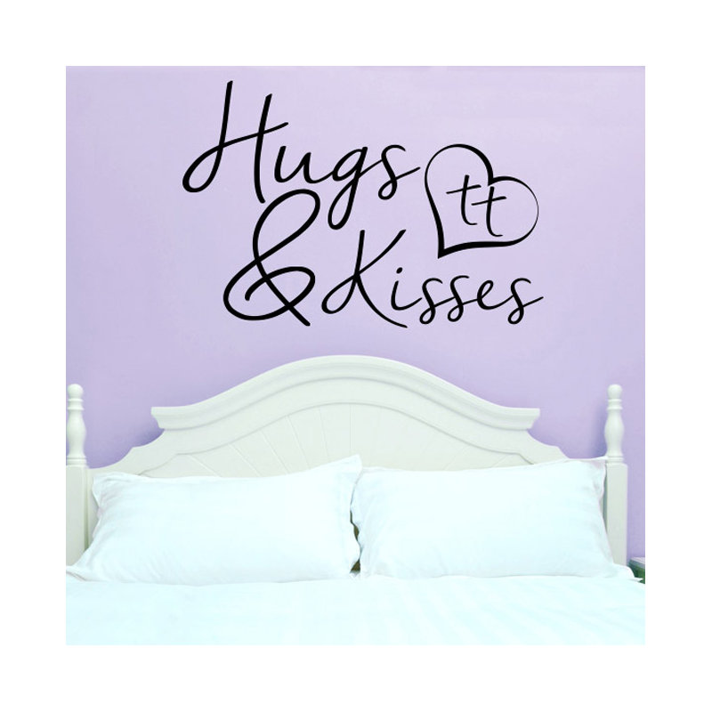 Hugs and Kisses Wall Sticker, Black, Large