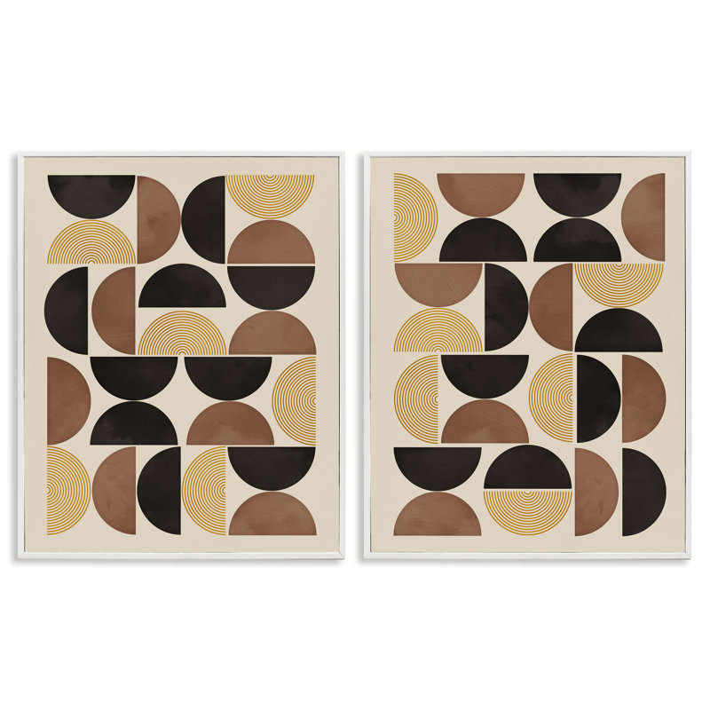 «Midicury Geometric Semicircles», ensemble de 2 giclées encadrées par Nina Blue, H 30 po x l 24 po