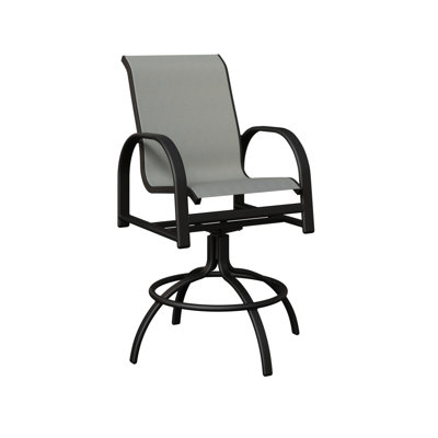 Chaise de bar pivotante en aluminium noir mat Cazares avec toile en ardoise Nova