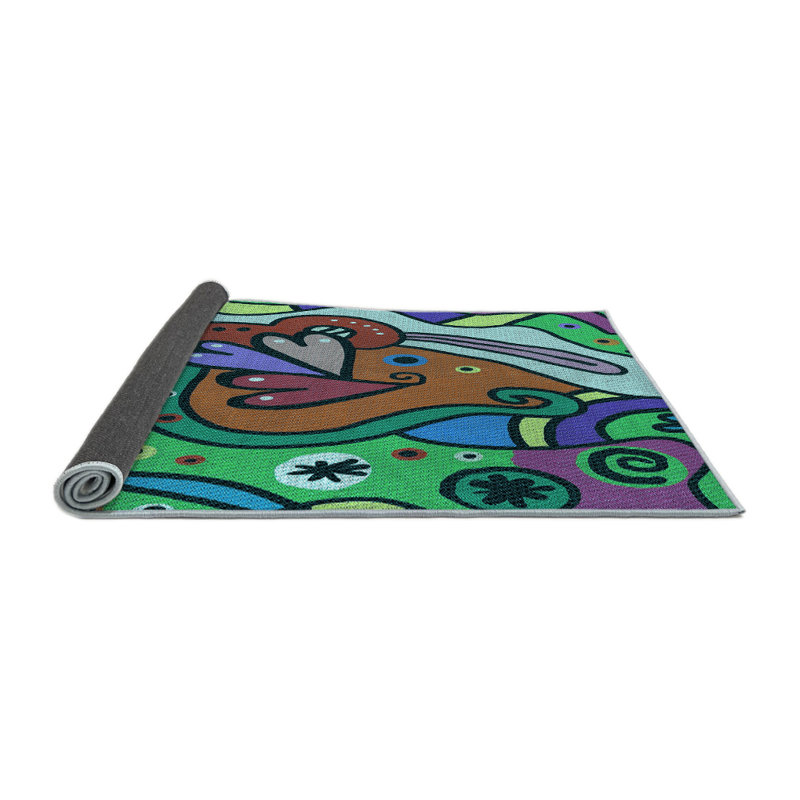 Tapis abstrait bleu, Carré 6 pi