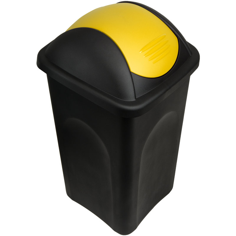 60 Litre Swing Top Trash Can, Black/Yellow