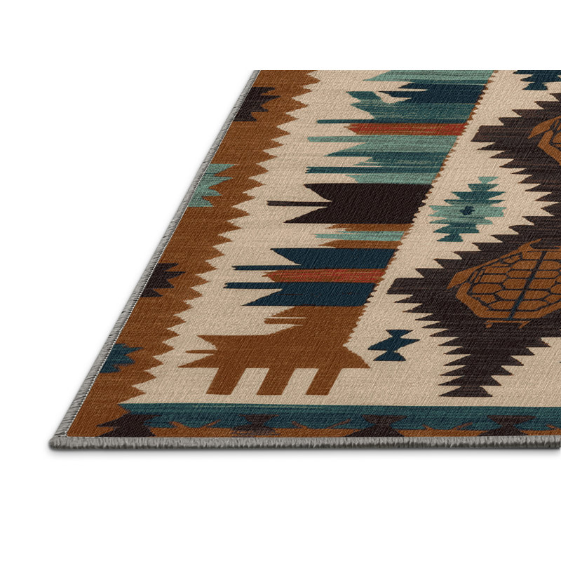 Washable Desert Tortoise Southwestern Area Rug, Rectangle 6' x 9'