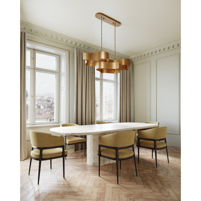 Grand Lotus 6 - Light Chandelier, Antique Gold Leaf