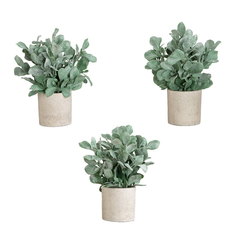 8 po Oreille d'agneau artificielle en pot décoratif - ensemble de 3