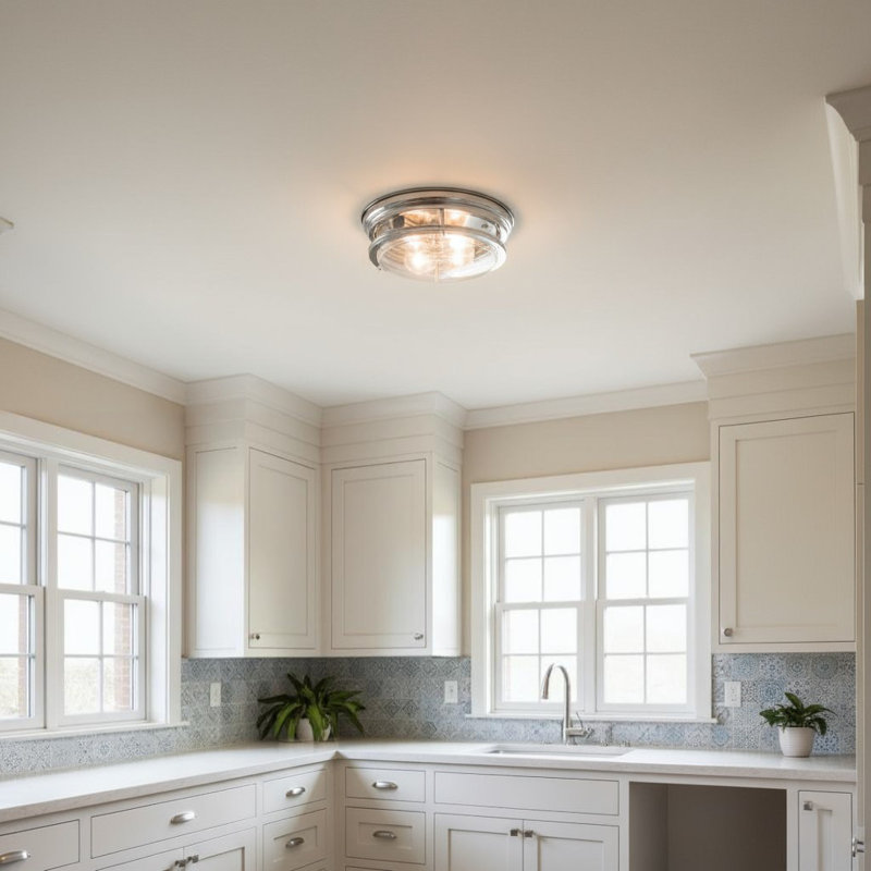 Hadley Two-Light Flush Mount Ceiling Light, Chrome, Incandescent, Clear