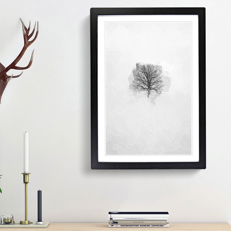 A Winter Tree in Abstract - Framed Print, Black Framed, 63cm H x 45cm W x 2cm D