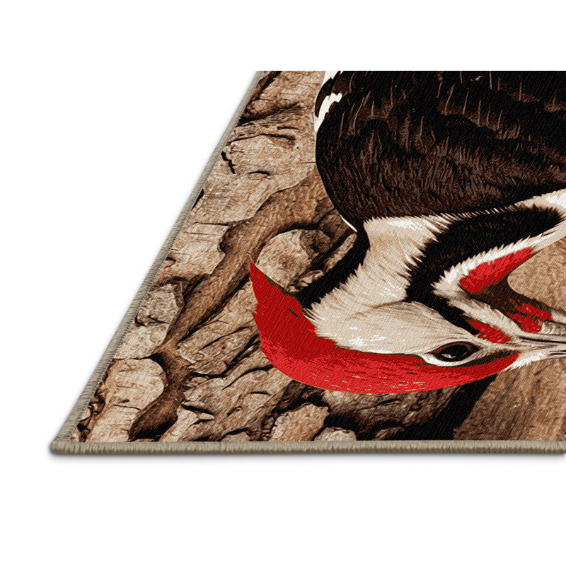  Tapis lavable à pivoines à ventre rouge, Carré 3 pi