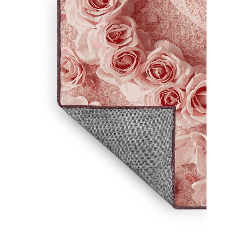 Machine Washable Hartsdale Valentines Modern & Contemporary Abstract Rug in Brown – Rose Binding, 2x5
