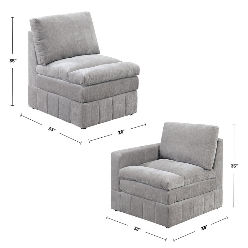Bajro Upholstered U-Shaped Sectional, Granite Polyester Blend