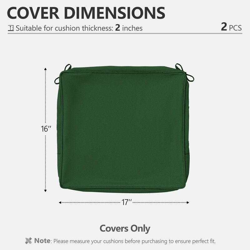 Housses de coussin d'extérieur, 2, L 17 po x P 16 po, Vert olive