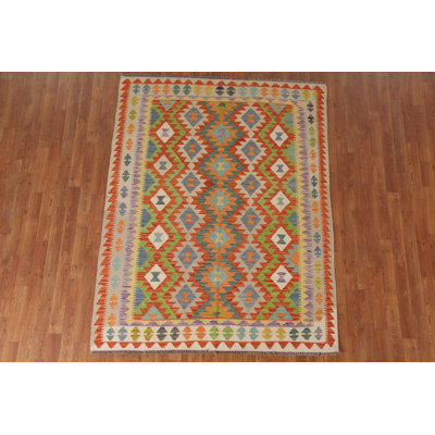 Reversible Wool Kilim Oriental Area Rug 5x7