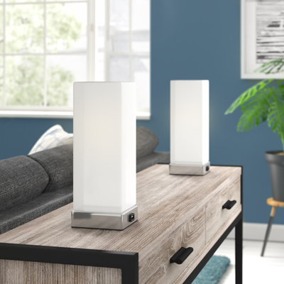Linda 28cm Chrome Table Lamp Set
