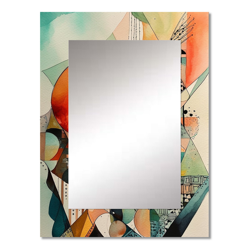 Joyful Geometric II - Abstract Landscape, miroir mural unique, moderne et contemporain, 32 po x 24 po