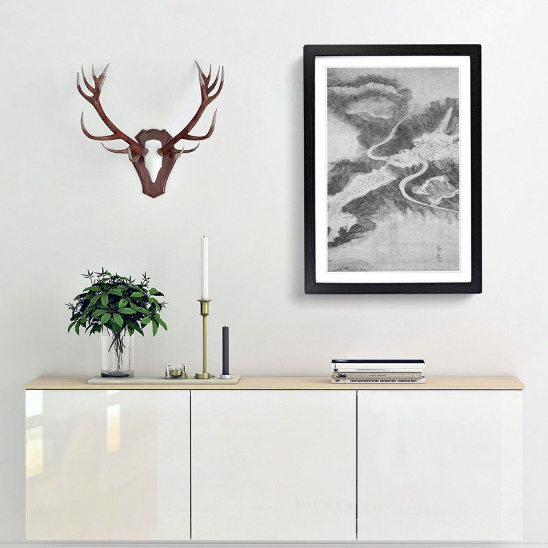 Dragon by Tawaraya Sotatsu - Picture Frame Painting Print, 48cm H x 36cm W x 2cm D, Black Framed